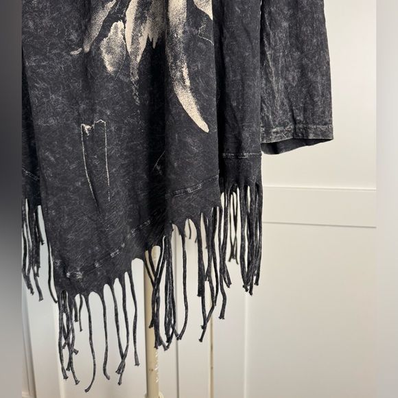 Jess & Jane Mineral Wash Fringed Hem Lagenlook top tunic - Picture 4 of 8